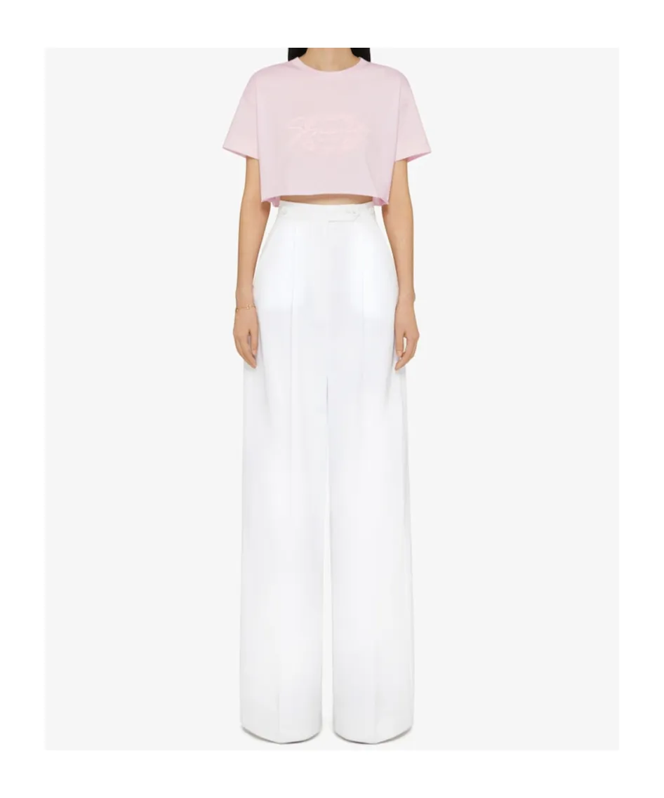 Logo Embroidered Cropped T-Shirt
