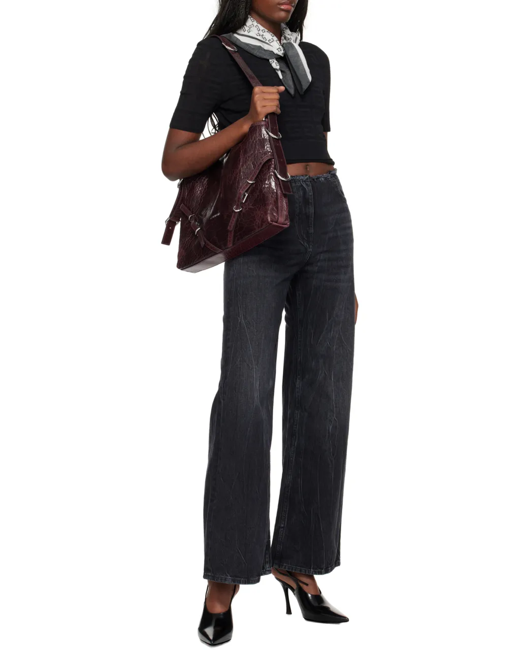 Medium Voyou Bag In Crackled Patent Leather
