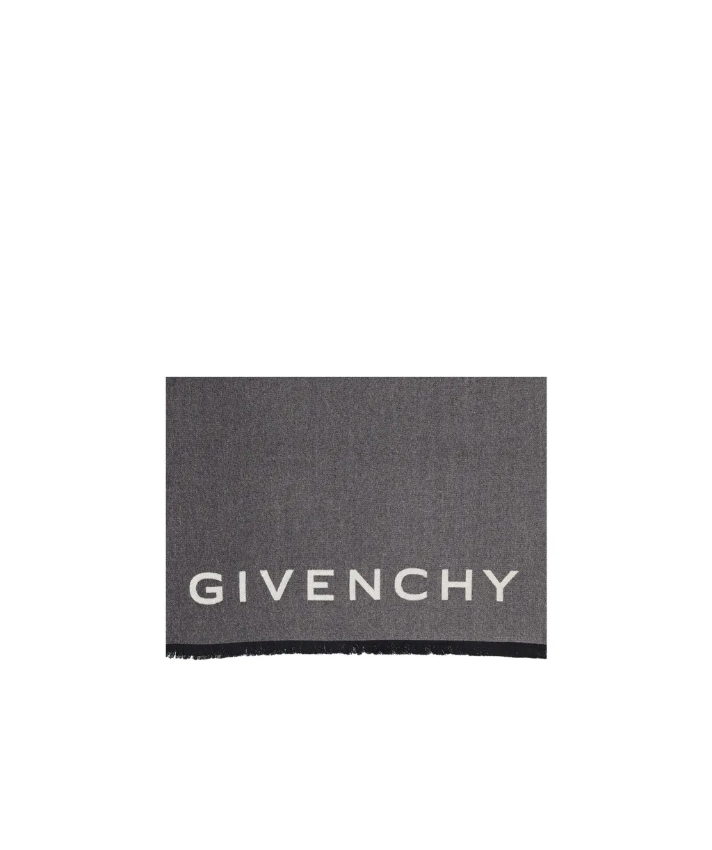 Logo Intarsia Fringed Scarf