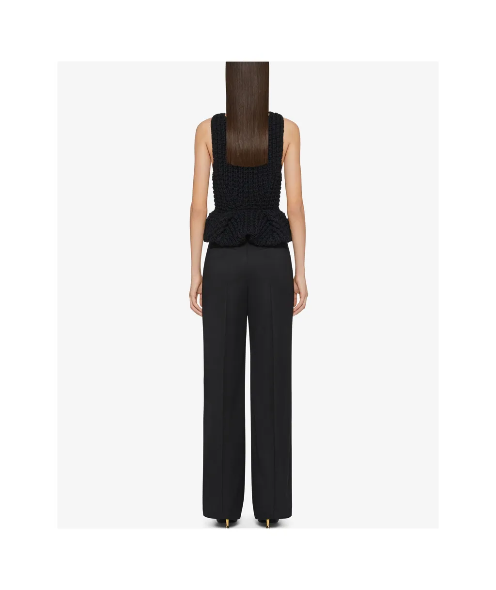 Slim Fit Peplum Top In Waffle Wool