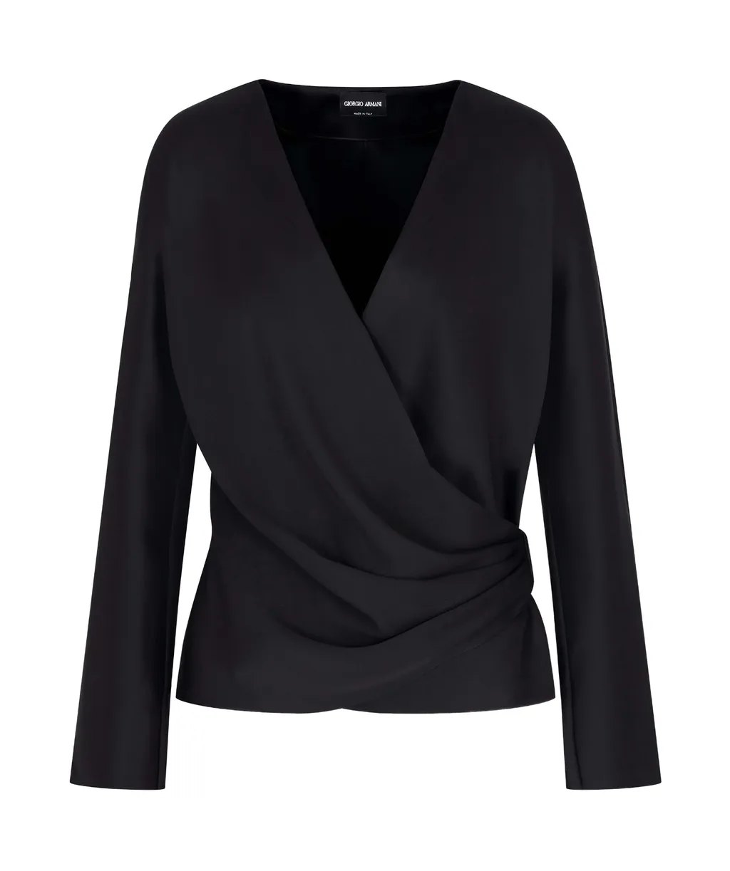 Wrap Design Draped Blouse