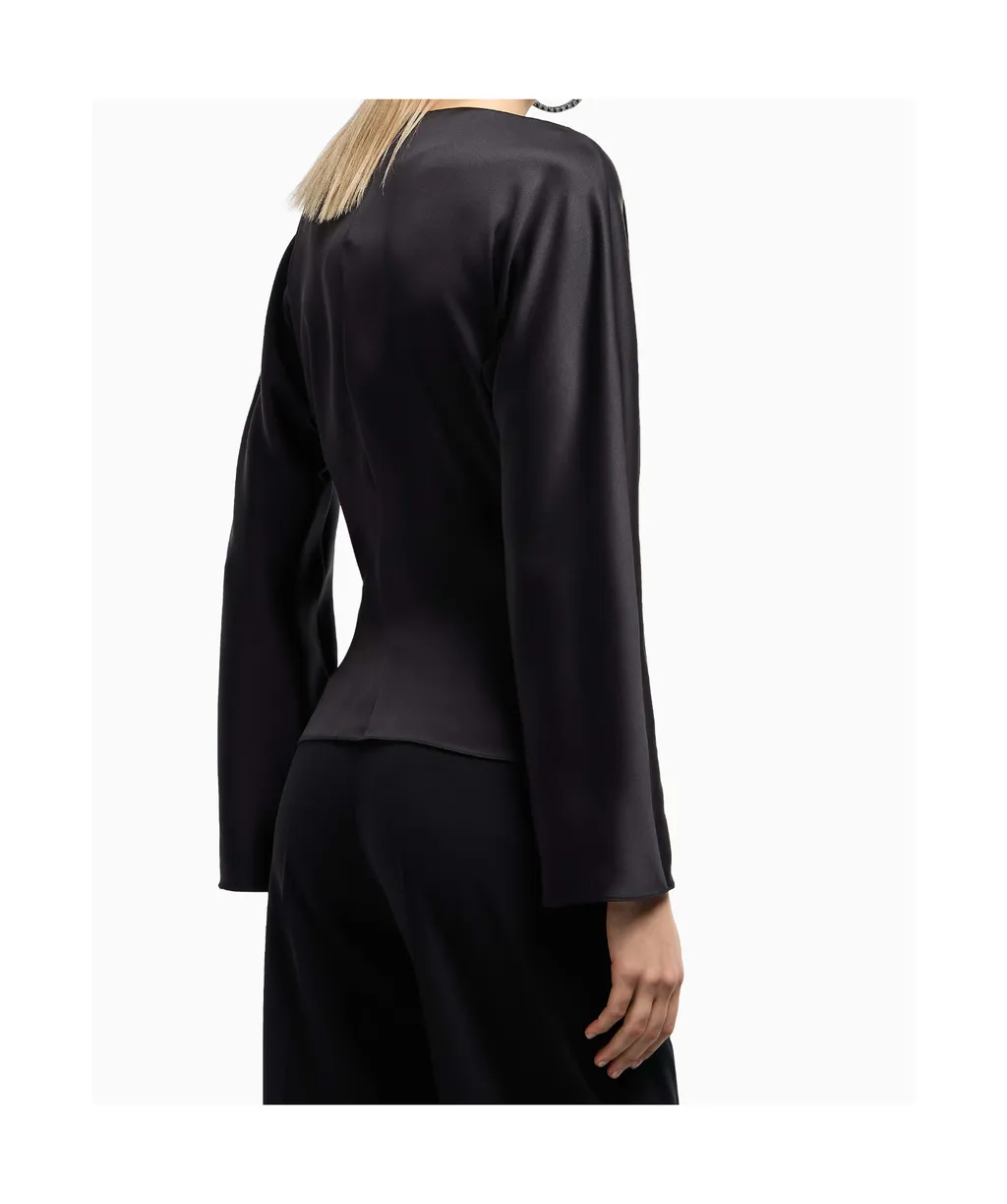 Wrap Design Draped Blouse