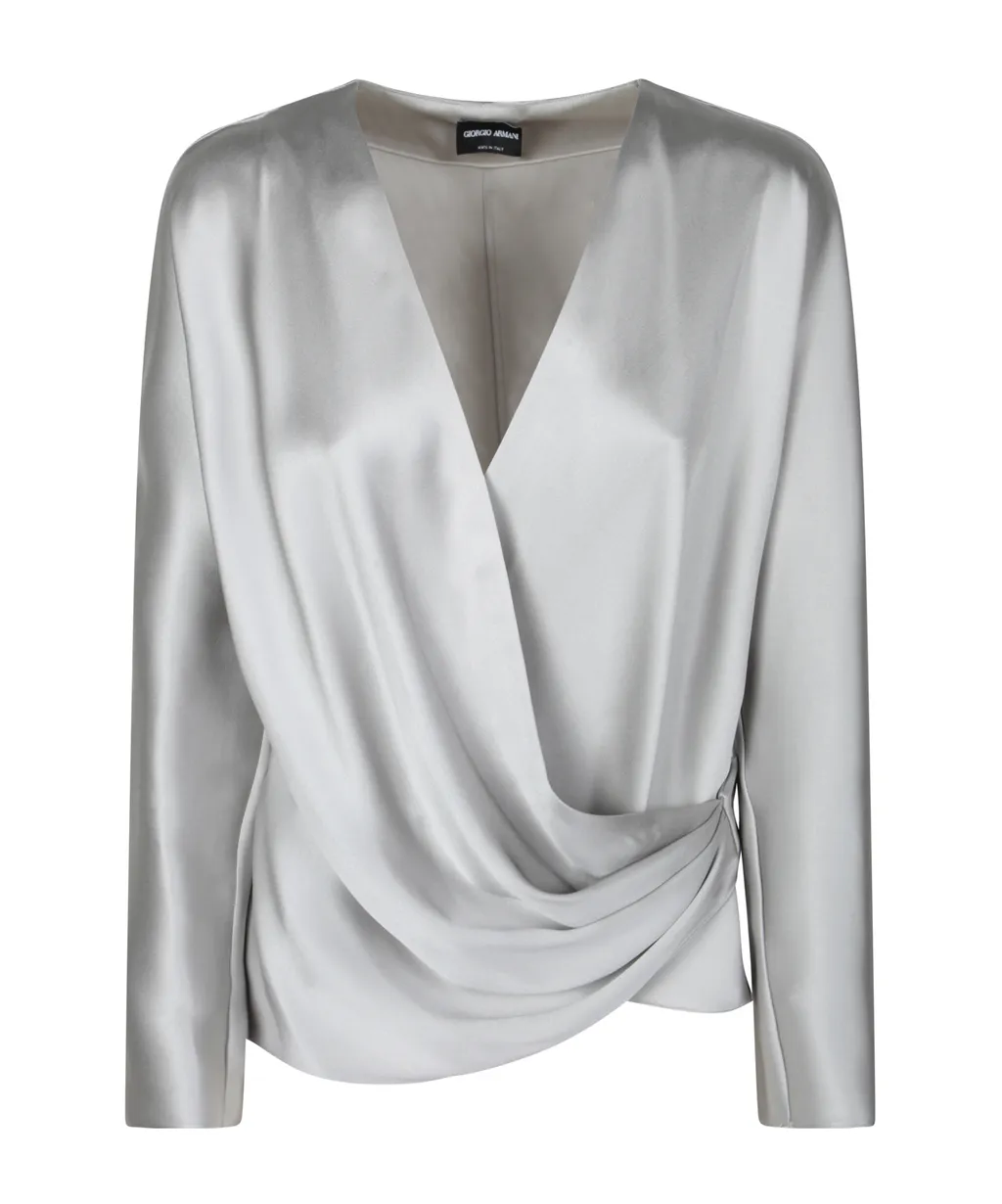 Wrap Design Draped Blouse