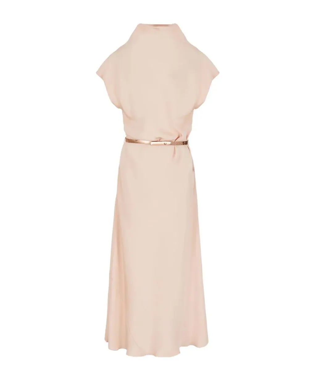 Draped Silk-Cady Midi Dress
