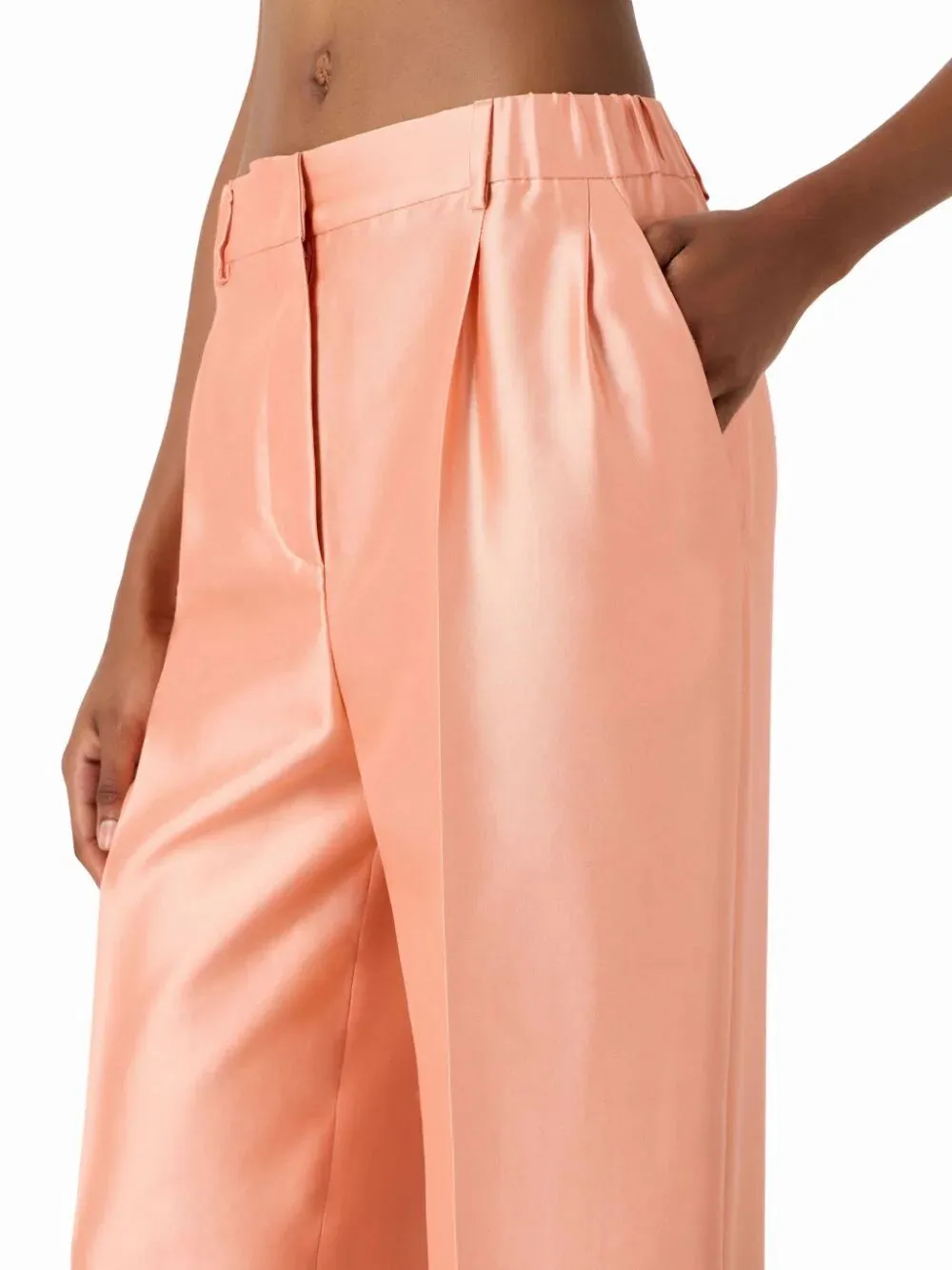 High-Waisted Cropped Silk Trousers