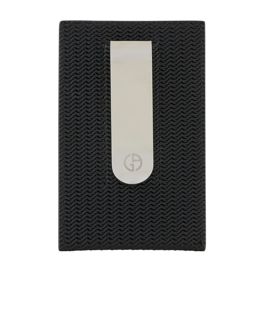 Woven Leather Cardholder With Logo Plaque