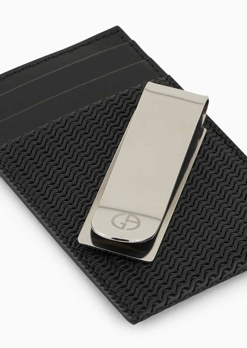 Woven Leather Cardholder With Logo Plaque