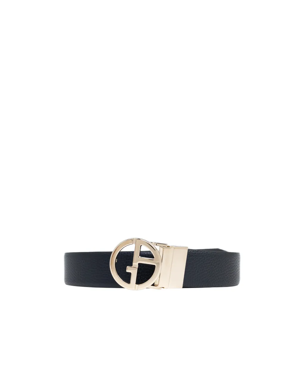 Logo-Buckle Leather Belt