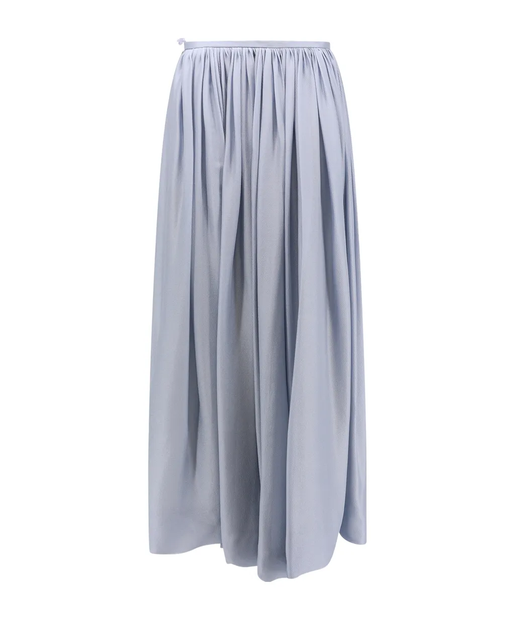Ruched Satin Maxi Skirt