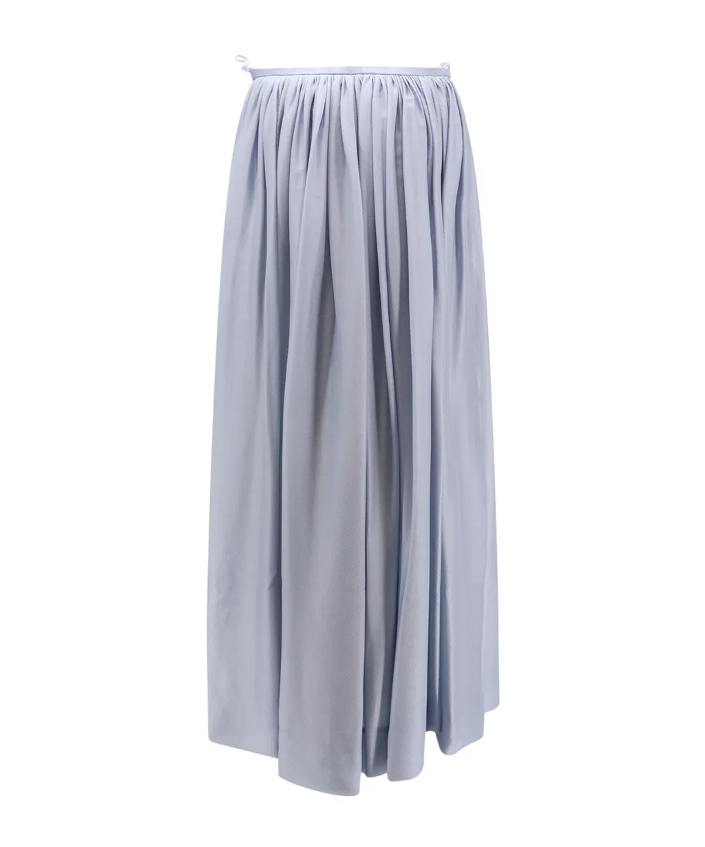 Ruched Satin Maxi Skirt