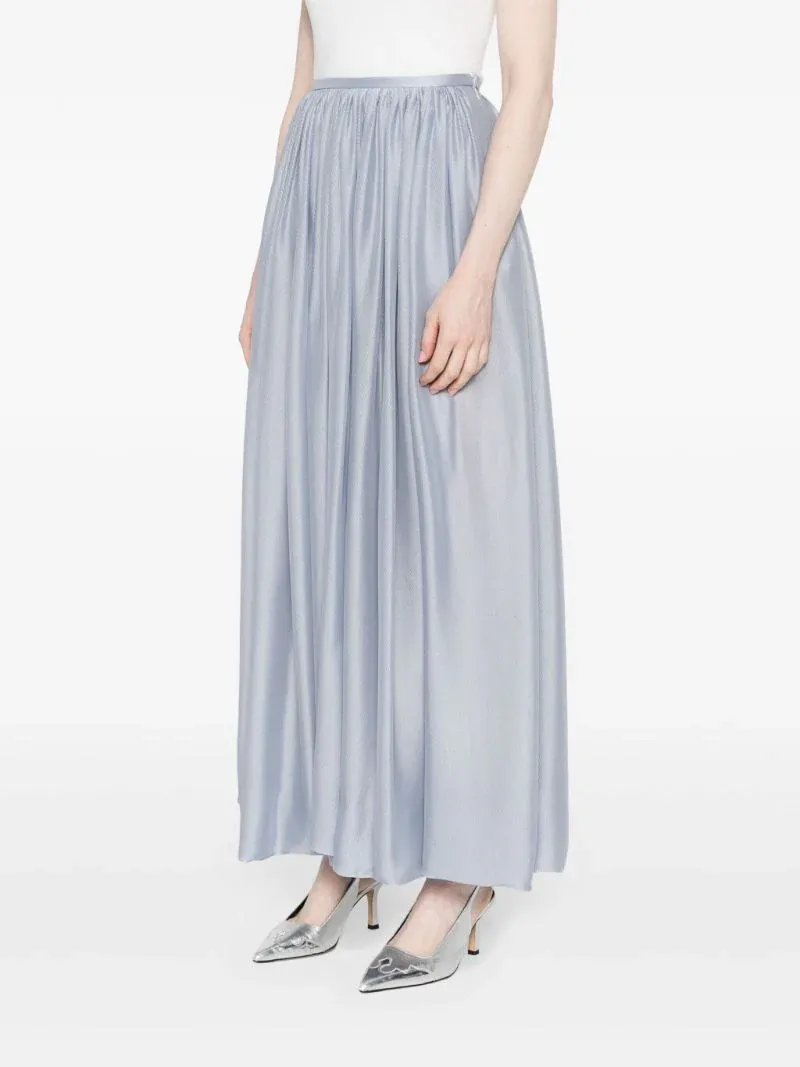 Ruched Satin Maxi Skirt