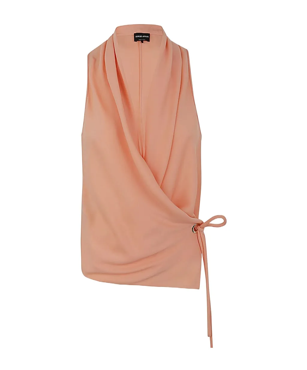 Side-Tie Fastened V-Neck Top