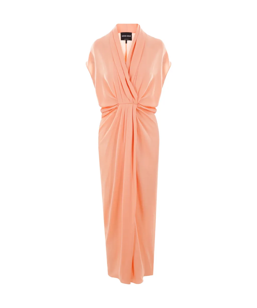 V-Neck Draped Midi Dress