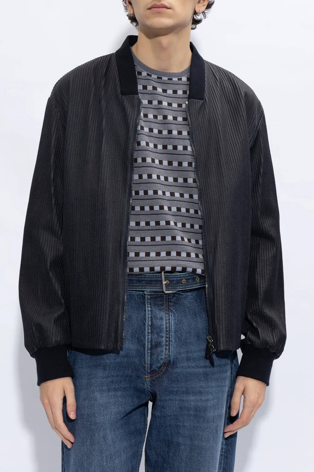 Long-Sleeved Leather Jacket