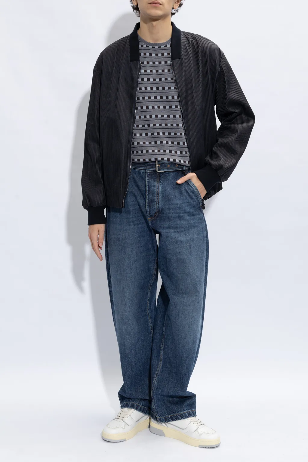 Long-Sleeved Leather Jacket
