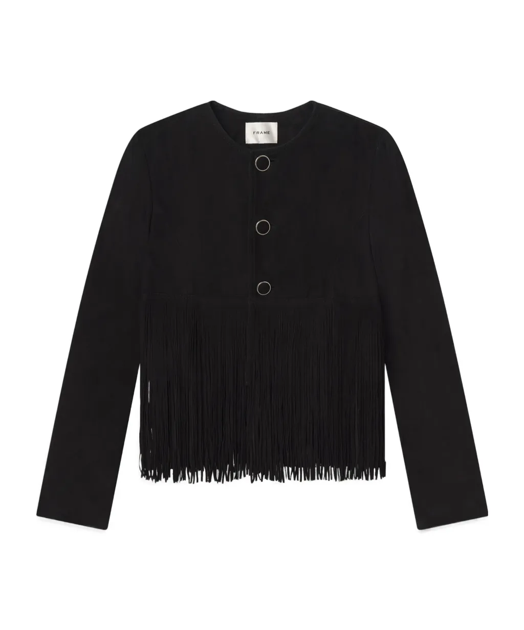 Double-Layered Fringed Leather Jacket