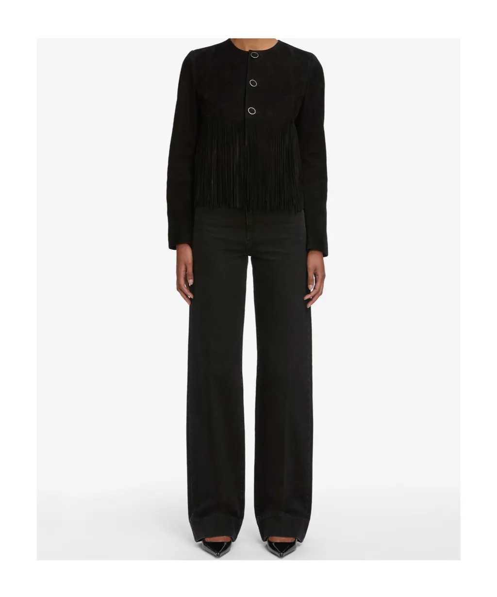 Double-Layered Fringed Leather Jacket
