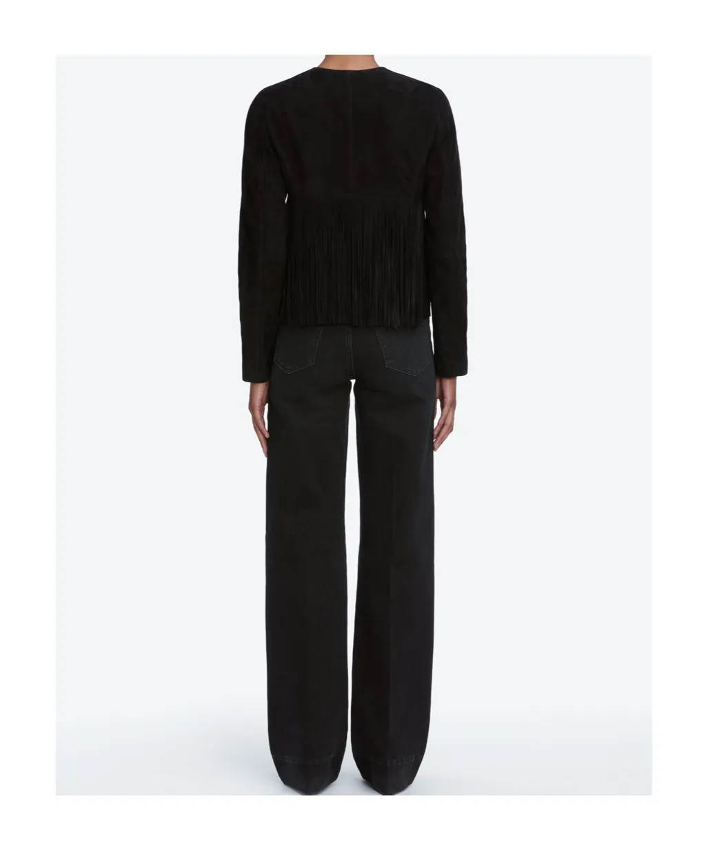 Double-Layered Fringed Leather Jacket