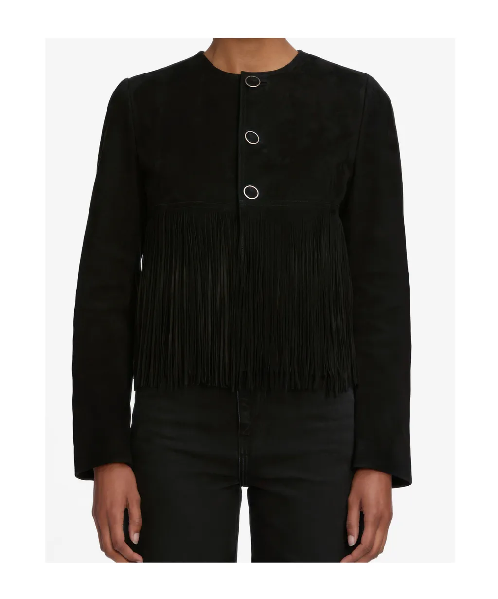 Double-Layered Fringed Leather Jacket