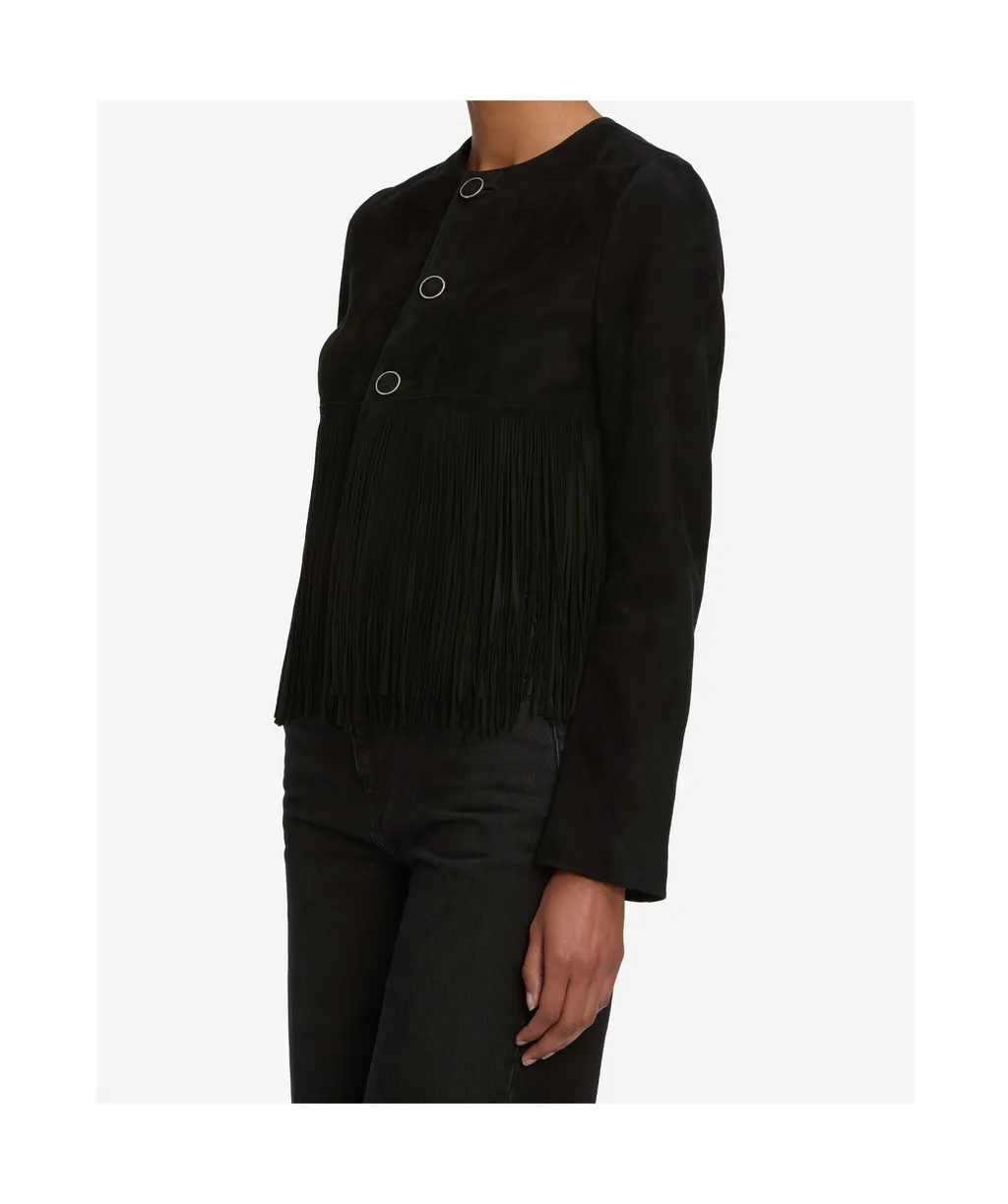 Double-Layered Fringed Leather Jacket