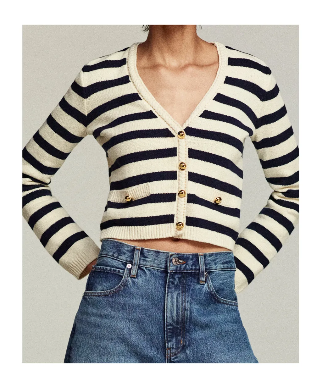 V-Neck Striped Cardigan