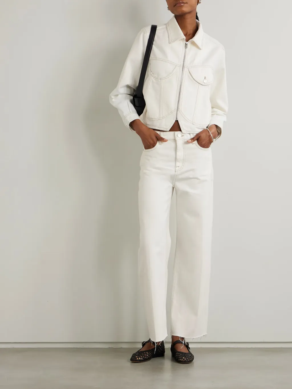 High-Waist Wide-Leg Denim Trousers