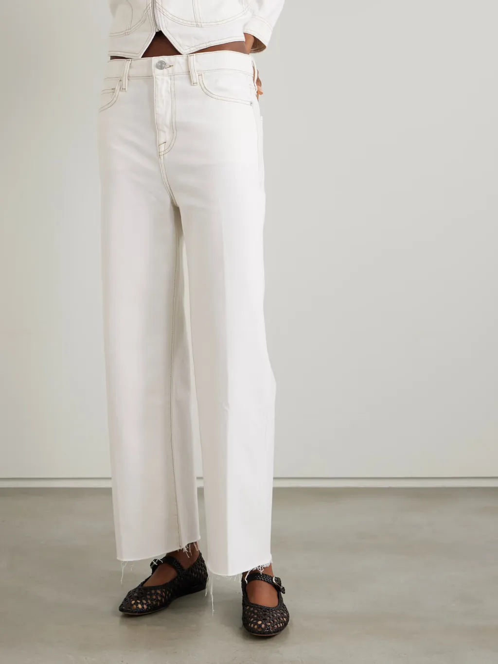 High-Waist Wide-Leg Denim Trousers