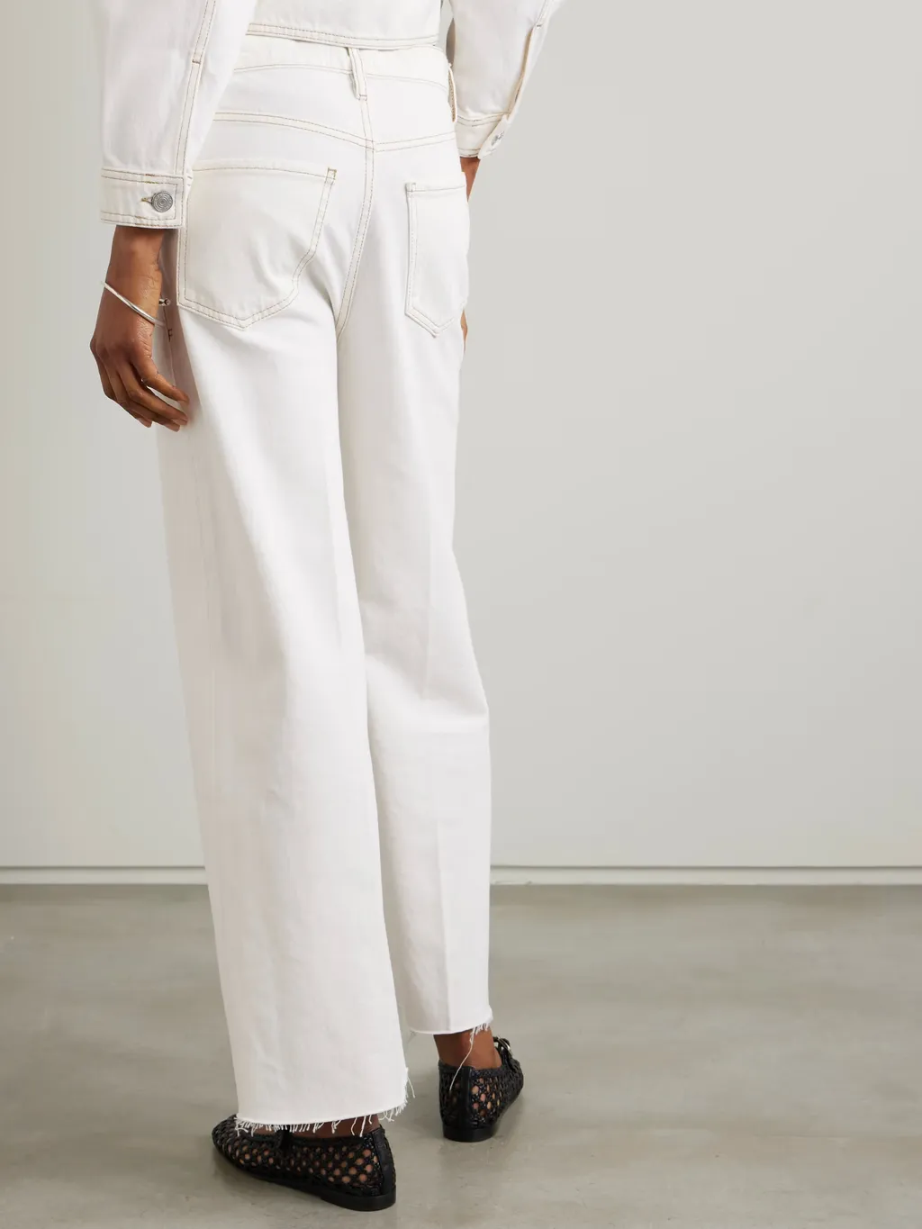 High-Waist Wide-Leg Denim Trousers
