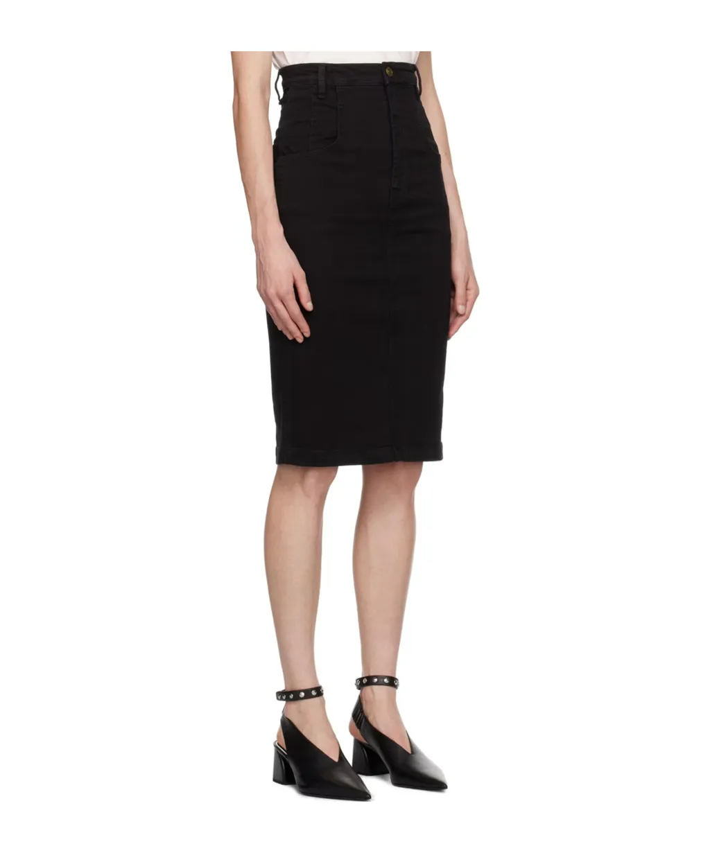 High-Waist Denim Pencil Skirt