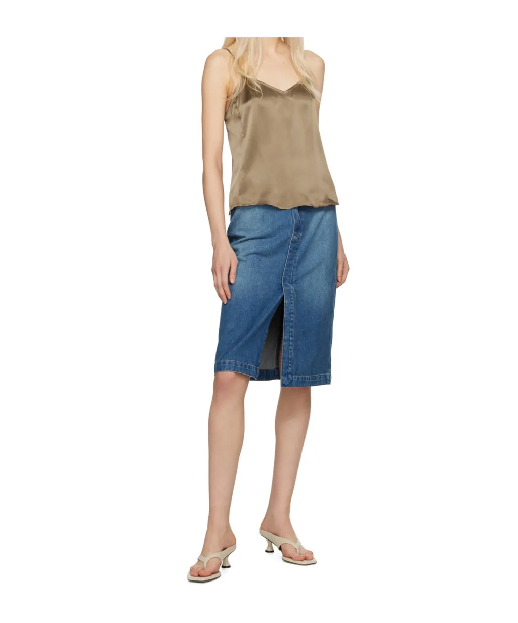 Denim Skirt With Front Slits
