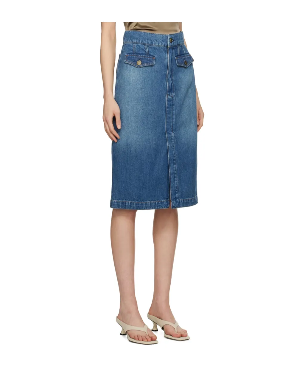 Denim Skirt With Front Slits