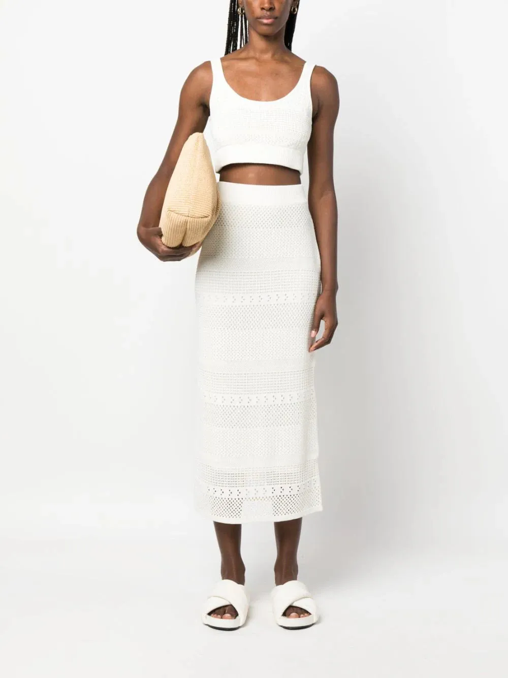 Crochet Knit Cropped Sleeveless Top