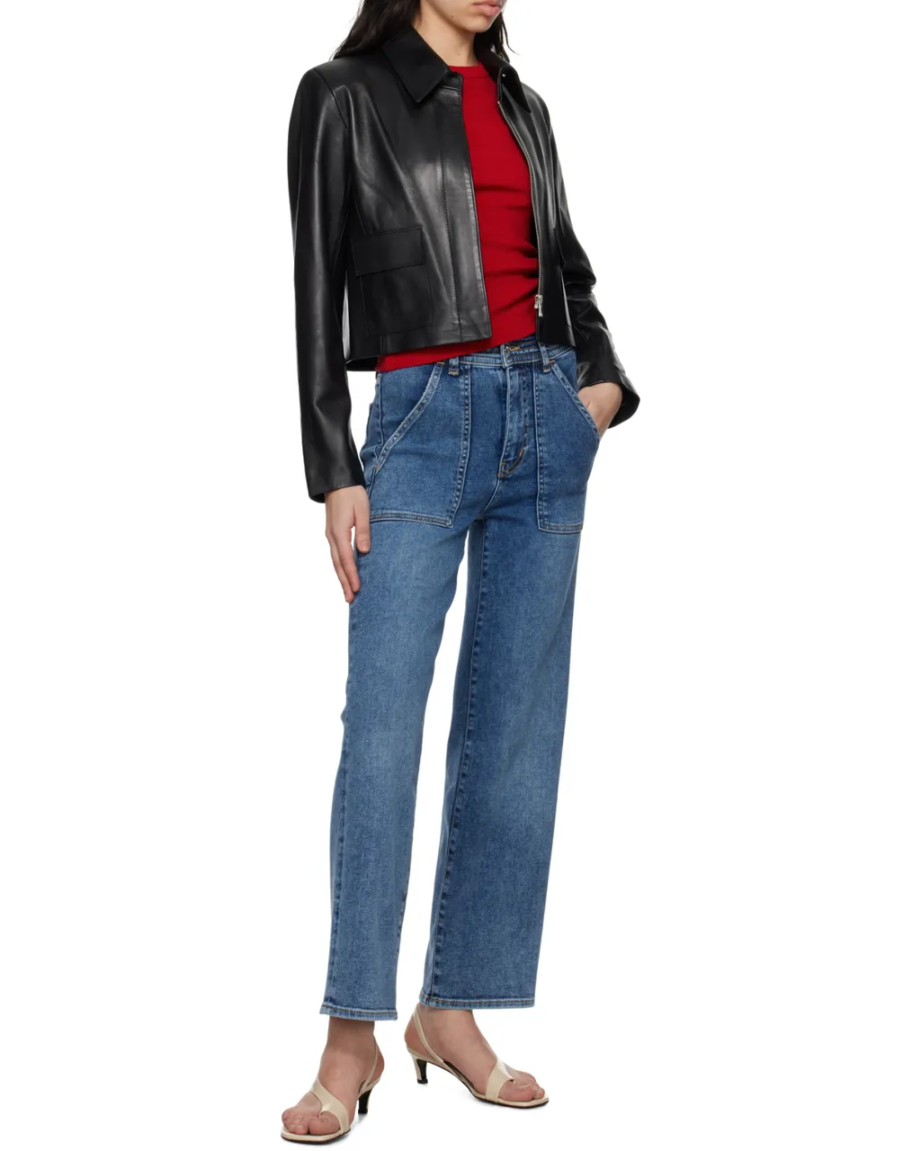 Trapunto Straight Jeans