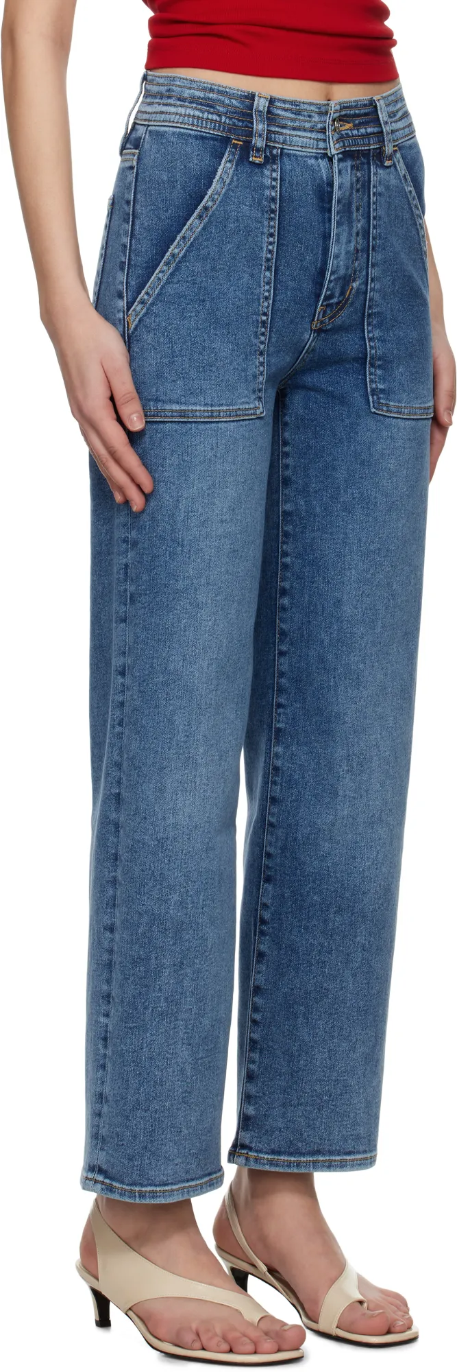 Trapunto Straight Jeans