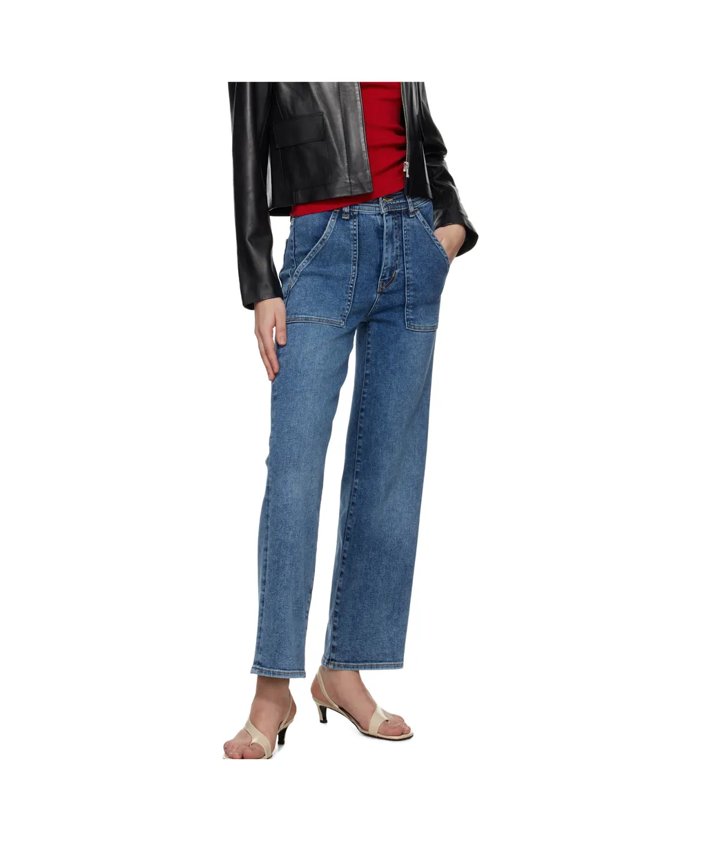 Trapunto Straight Jeans