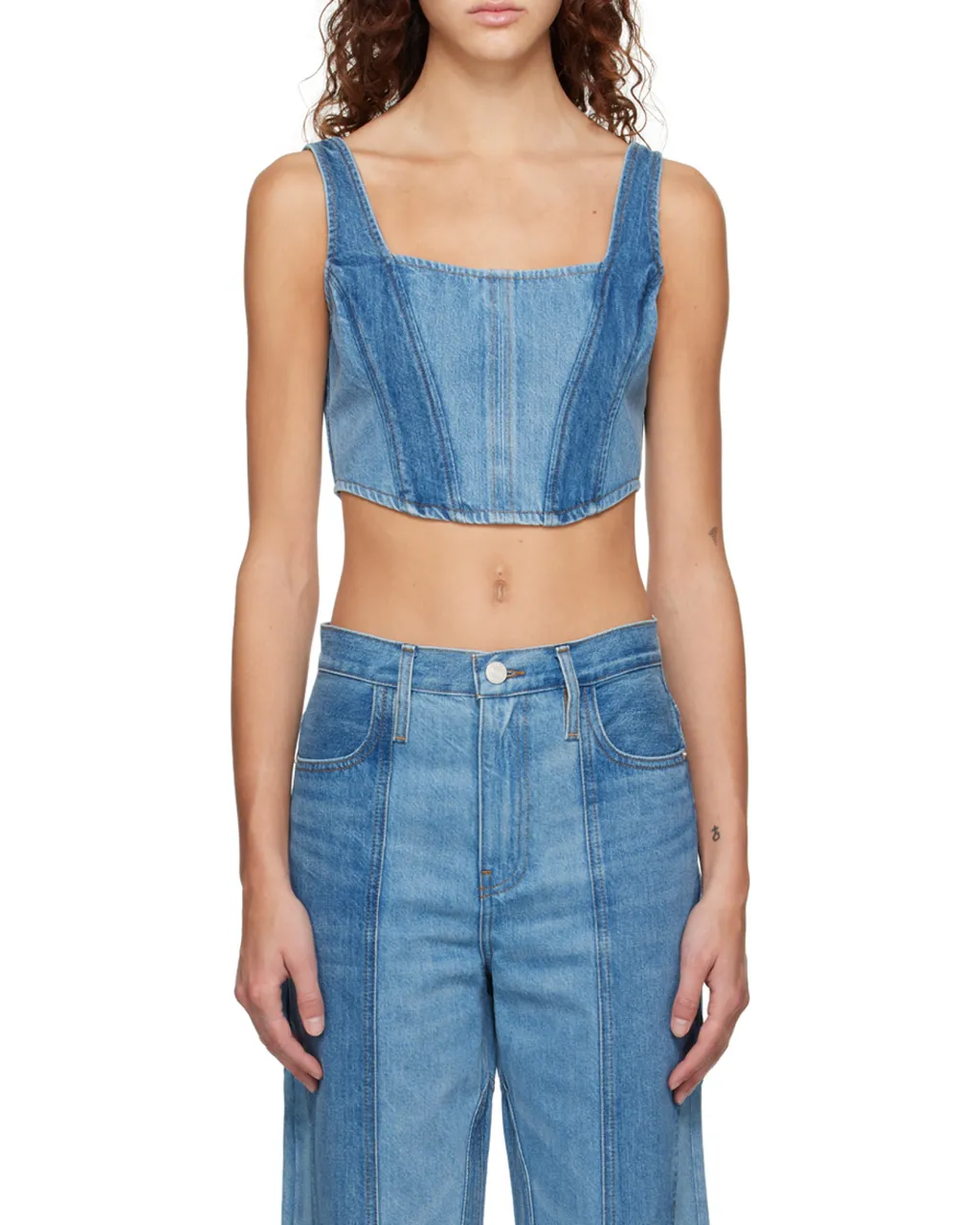 Square Neck Denim Corset