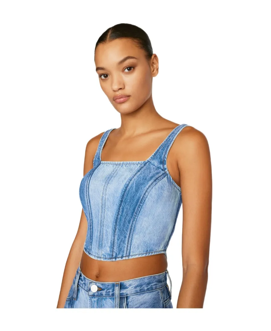 Square Neck Denim Corset