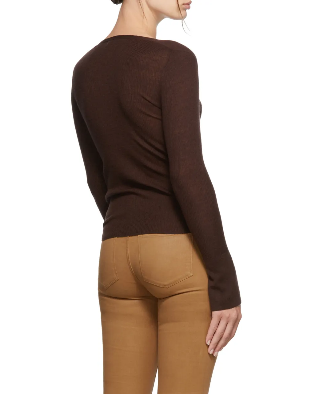 Decorative-Button Wool-Blend Knit Top