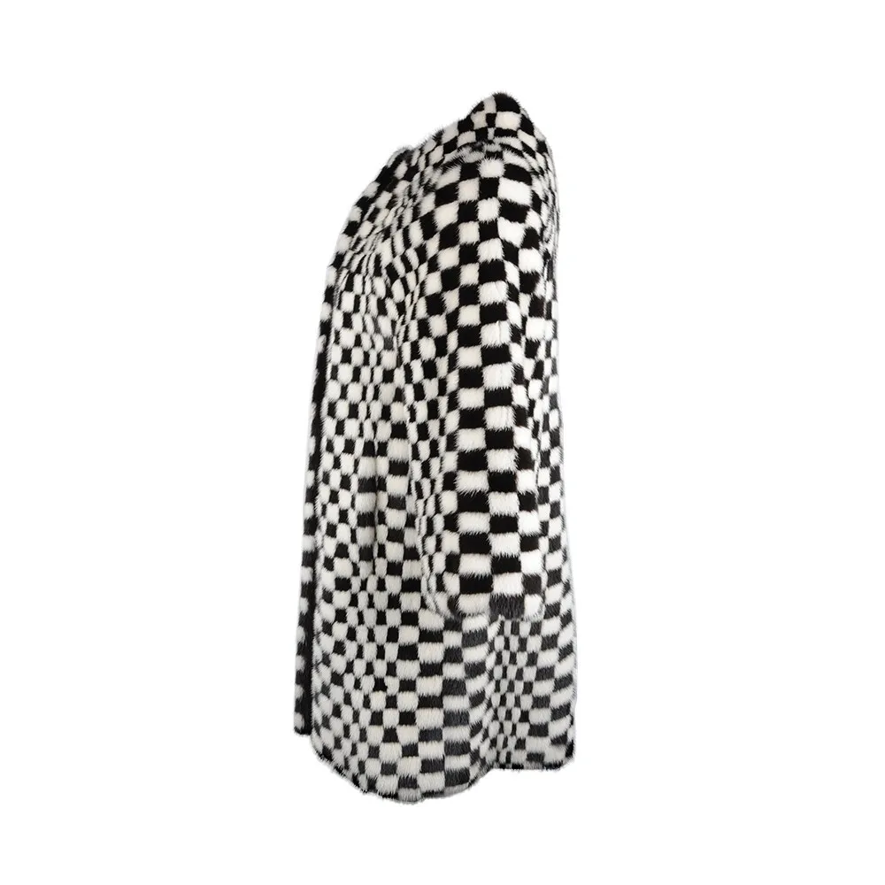 Plaid Fur Coat
