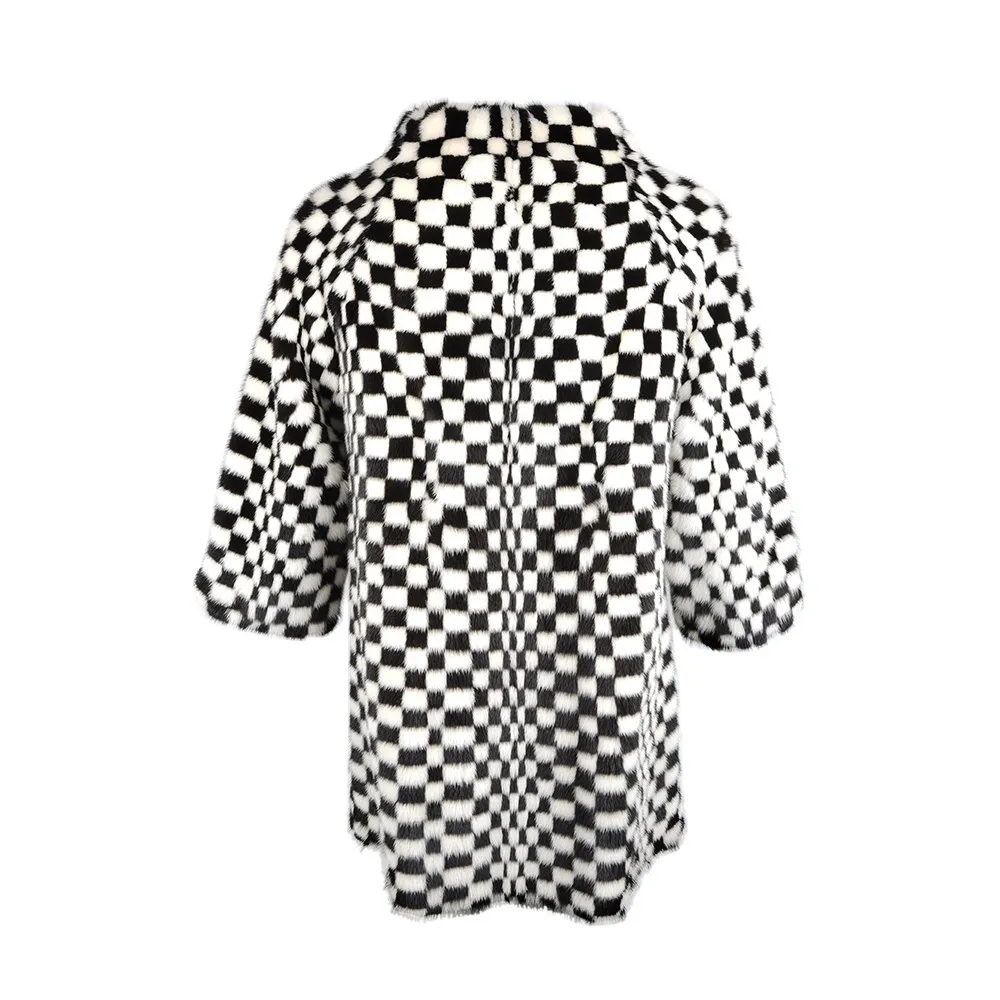 Plaid Fur Coat