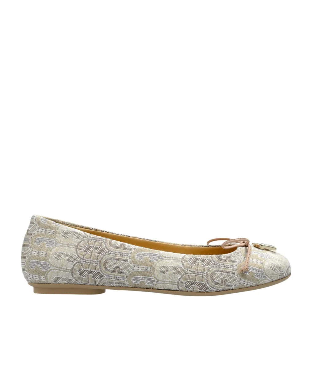 Logo-Plaque Printed Ballerina Shoes