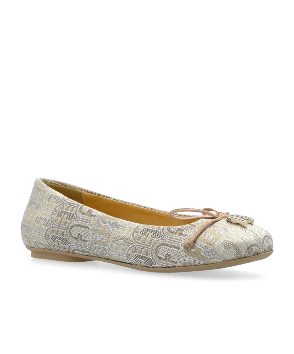 Logo-Plaque Printed Ballerina Shoes