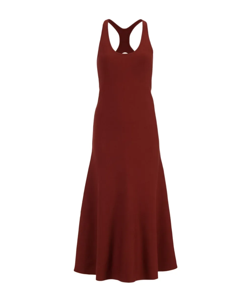 Racer-Back Silk Midi Dress