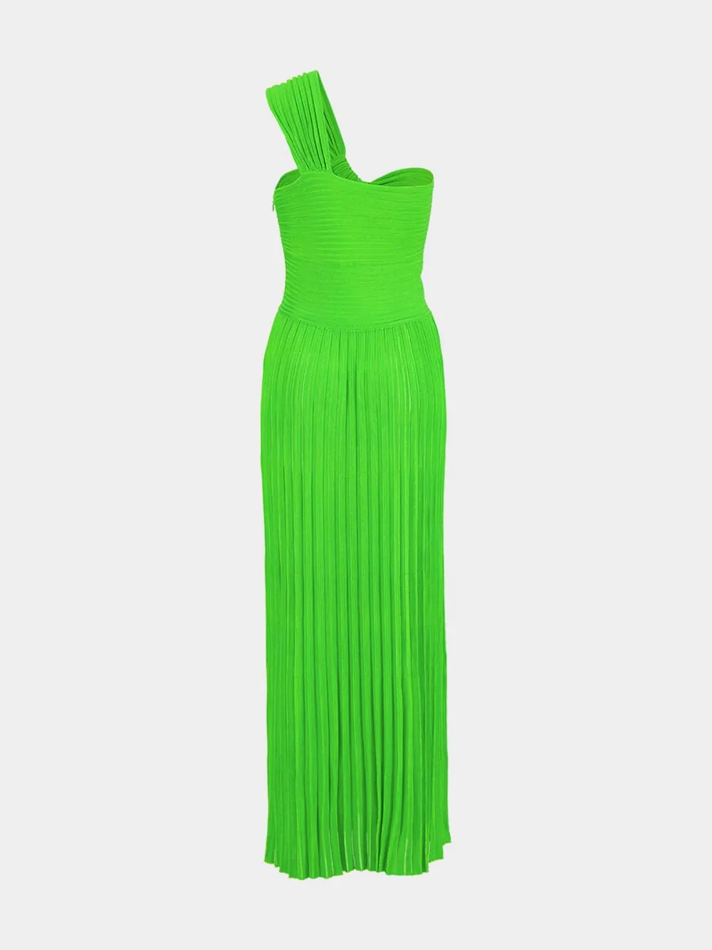 One-Shoulder Pleated Maxi Dress