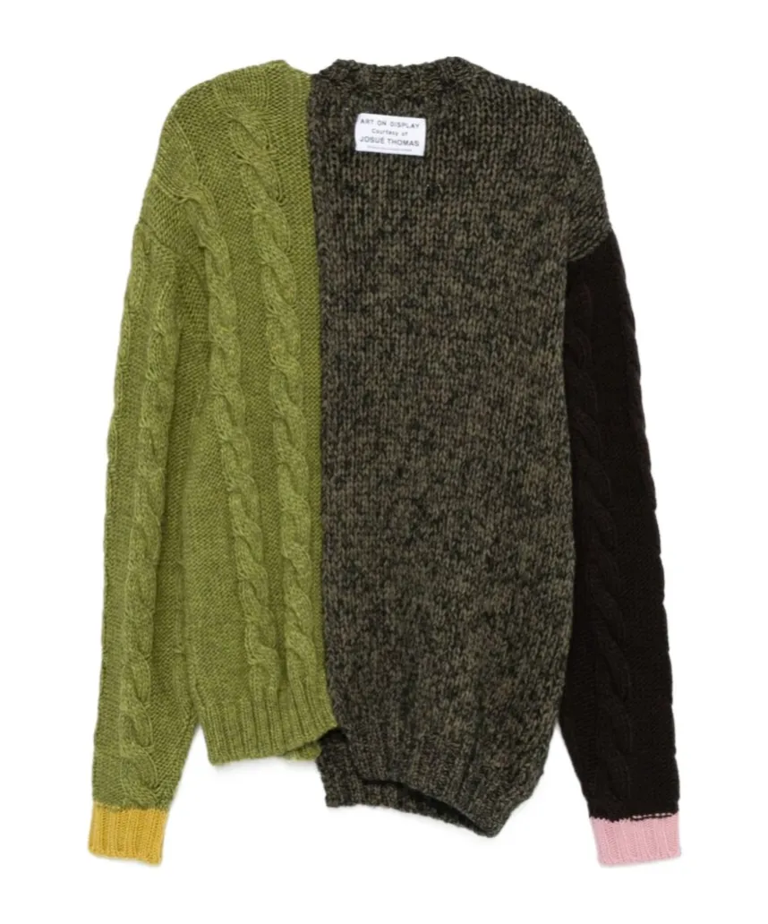 Cable-Knit Asymmetric Colourblock Jumper