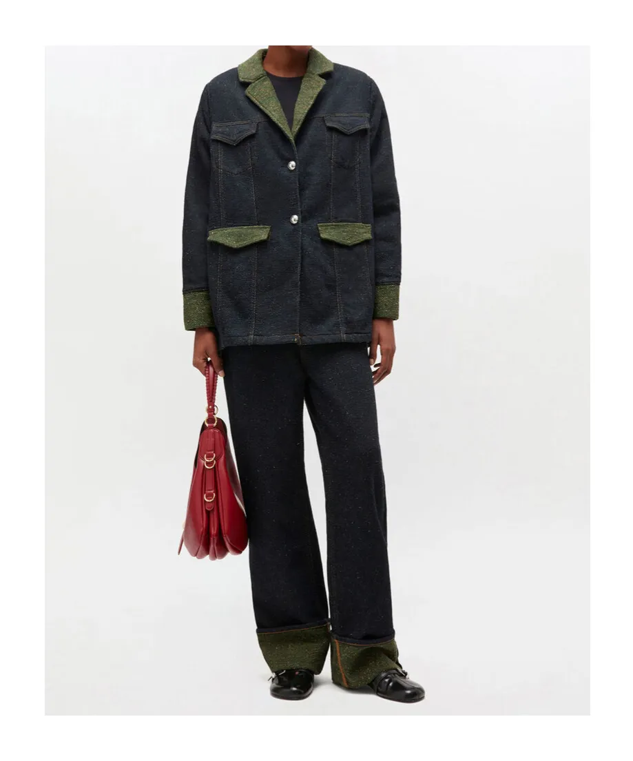 Twill Denim Oversized Blazer