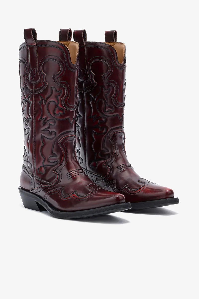 Mid Shaft Embroidered Western Boots