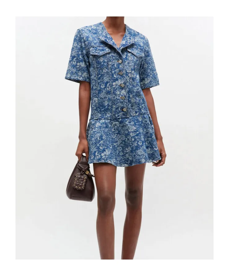 Blue Tapestry Mini Dress