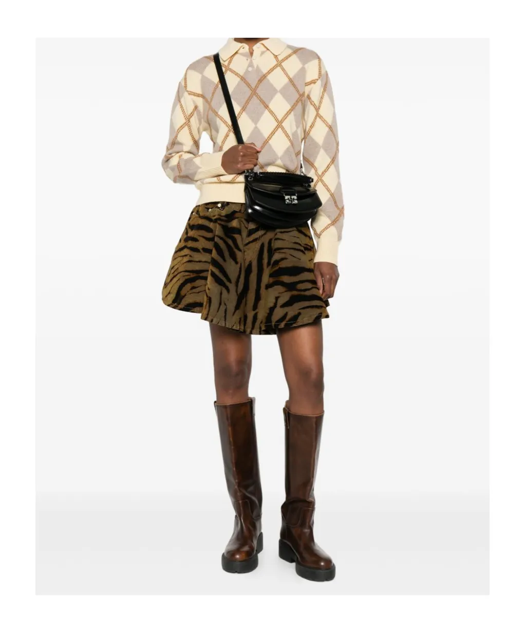 Printed Pleated Mini Skirt