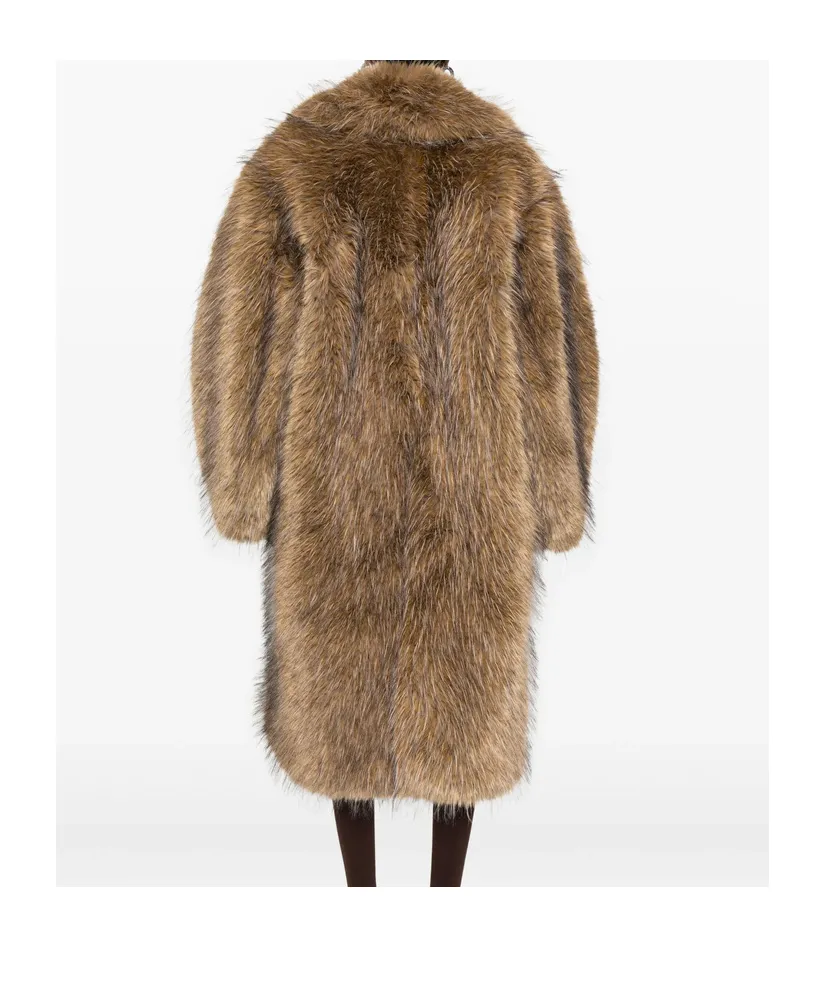 Notched-Lapel Faux-Fur Coat